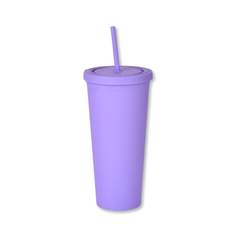 CAPIJIONG Vaso con pajilla de doble capa de 23.7 fl oz/24oz con gran capacidad, vasos con pajilla, color simple y puro-púrpura mate.
