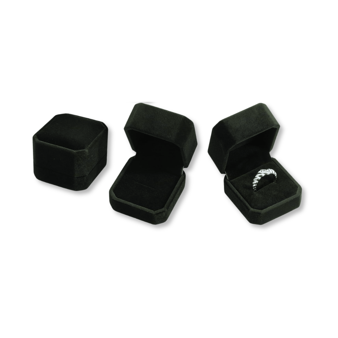 Estuche de terciopelo para anillo, caja de regalo de joyería clásica, estuche de almacenamiento para joyas de exhibición, soporte de almacenamiento para anillo de compromiso.