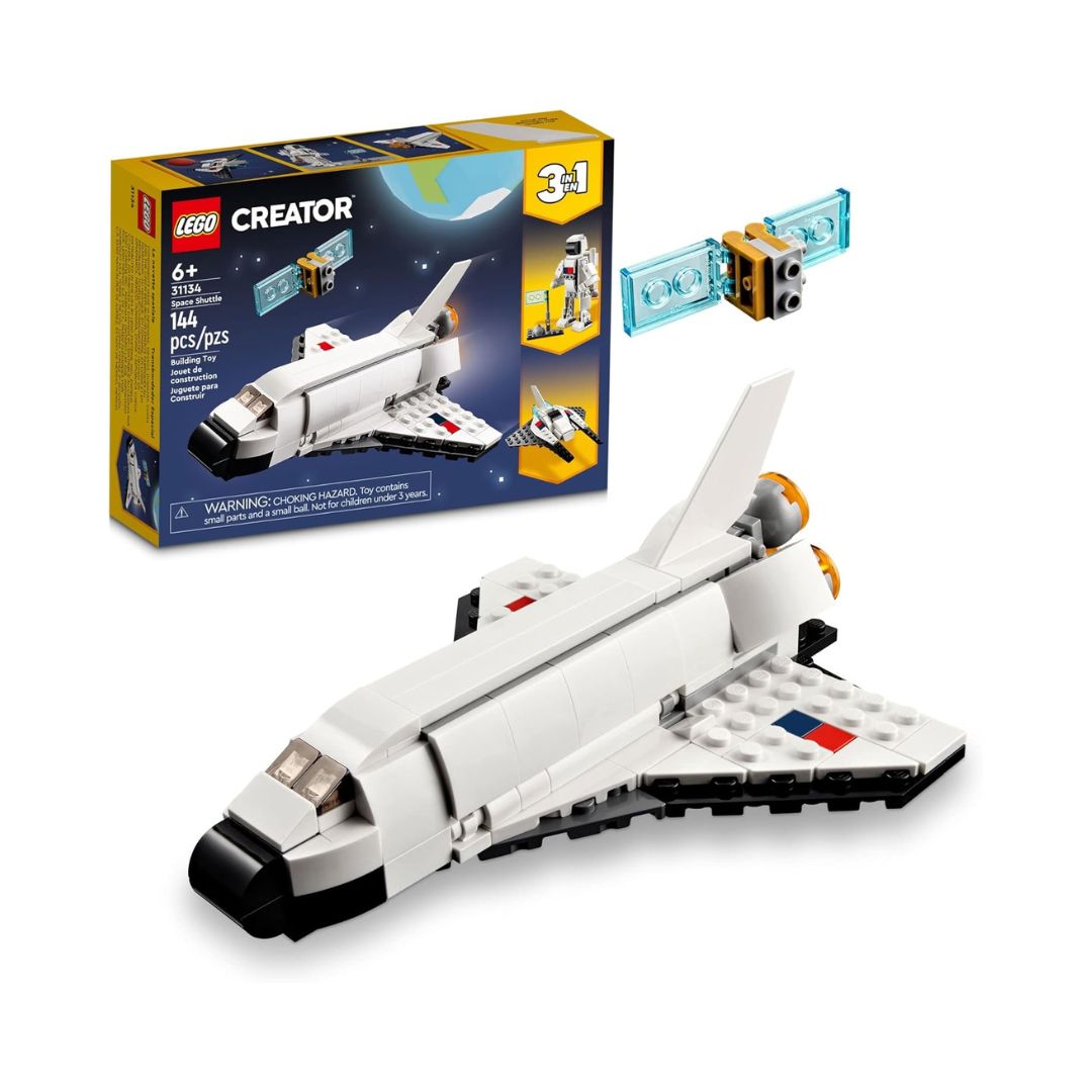 LEGO Creator 311334 Juguete de bloques de construcción 3 en 1 para niños: transbordador espacial, astronauta o nave espacial, recomendado para niños a partir de 6 años.