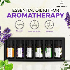Juego de 6 aceites esenciales para aromaterapia, paquete de 6, 0.3 fl oz (Eucalyptus, lavanda, citronela, naranja dulce, menta, árbol de té)