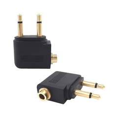 Set de 4 Adaptadores de audio (de vuelo, de avión, de aerolínea) para Auriculares – Conector 3.5 mm - Chapado en Oro. Stereo Jack Adapter.