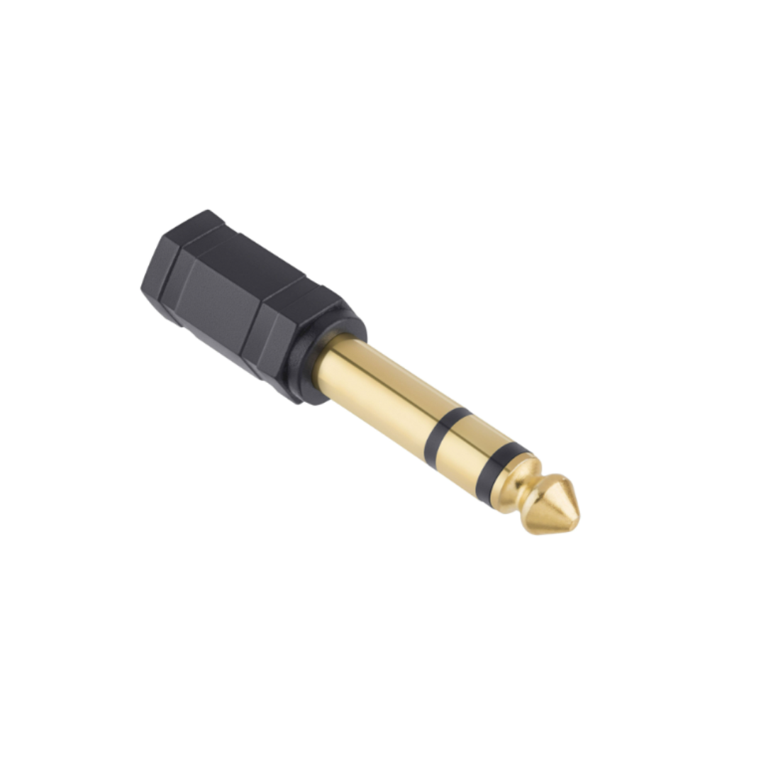 Adaptador elite de jack 3,5 mm a plug 6,3 mm, estéreo de 24 K.