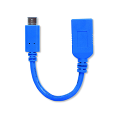 Cable Adaptador USB Tipo C macho a USB-A Hembra 3.1 Gen1. Marca Manhattan. Color Azul de 6 pulgadas (15 cm) de largo.