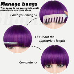 Peluca estilo Bob, color Morado Oscuro con Flequillo, marca MAYSA, de 12” (30cm). Peluca Sintética, Ideal para Cosplay, disfraz de Shakira y Uso Diario.