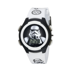 Reloj Accutime StarWars Stormtrooper - para niños con pantalla digital LCD de cuarzo, color blanco (Modelo: STM3488)