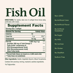 Aceite de pescado Omega 3 de Nature’s Bounty, apoya la salud cardíaca, 1000 mg, cápsulas blandas de liberación rápida, 145 unidades.