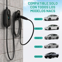 AIMILER Cargador Tesla de nivel 1/2 (WiFi APP/Plug-Play), máximo 32 A, cable de 25 pies certificado ETL, cargador eléctrico portátil para vehículos eléctricos Tesla modelos Y/X/3/S o conector Nacs EVs (enchufe Nema 14-50 de 240 V).