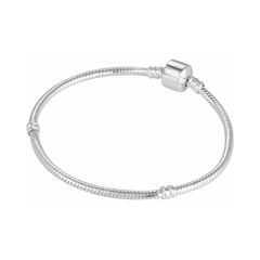 Pulcera para charms, tejido snake chain flexible. Pulsera con cierre de barril con clip de bloqueo para cuentas tipo Pandora.
