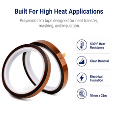 Un rollo de cinta térmica, profesional, para sublimación de 10 mm x 33 m. Cinta Térmica para Transferencia por Sublimación, Resistente al Calor/Prensa, Cinta Adhesiva de Transferencia Térmica.