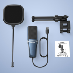 TONOR TC-777 Micrófono USB para Podcast y Streaming – Micrófono Condenser USB Marca Tonor Con Trípode y Filtro Pop Para Streaming, Podcasting, Grabación De Voz Para Laptop y Desktop.
