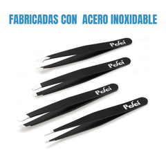 Juego de Pinzas Profesionales Pefei de Acero Inoxidable – Alta Precisión | Color Negro. Pinzas de Gran Precisión para Vello Facial, Cejas, Astillas y Eliminación de Vellos y mucho más.