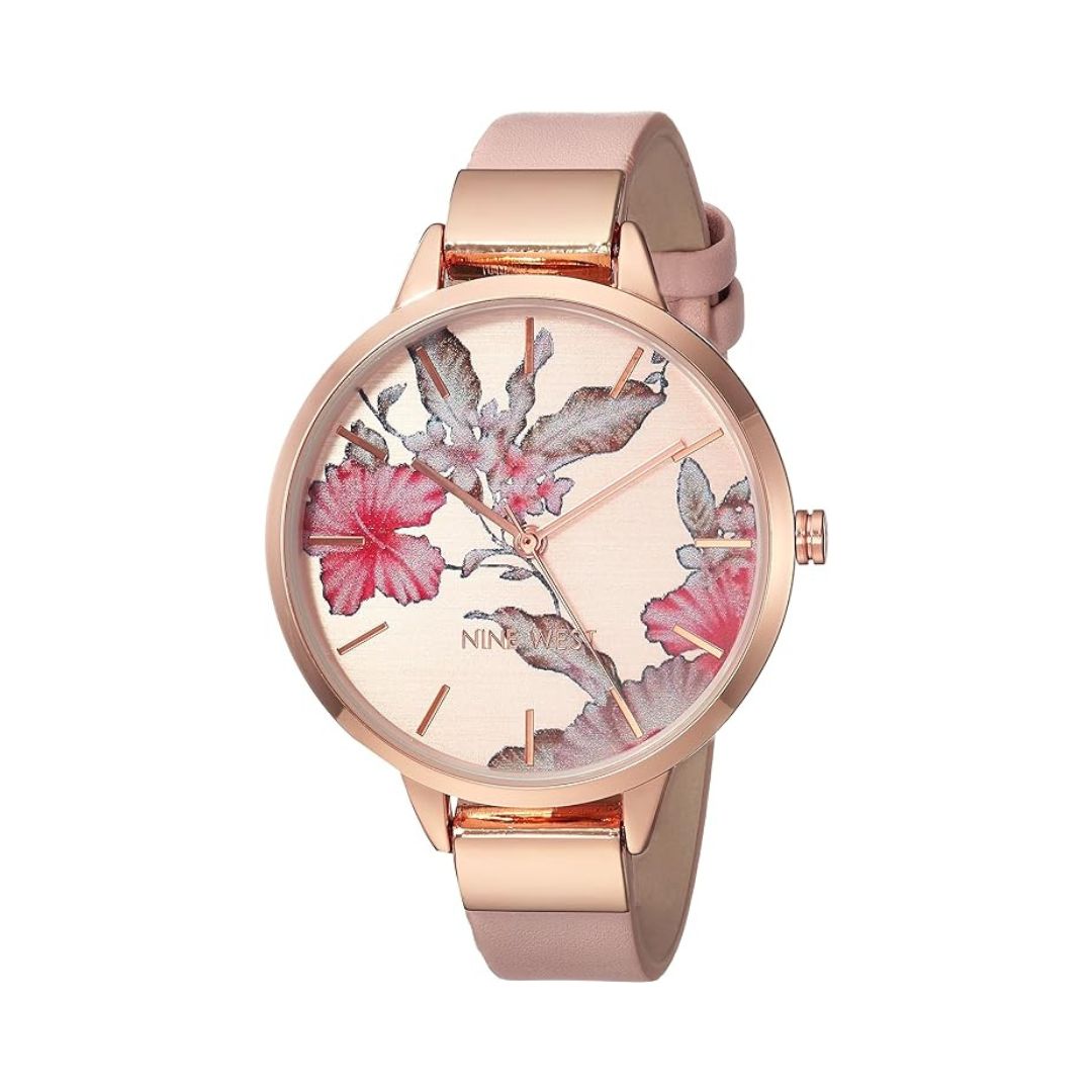 Nine West - Reloj con correa y esfera floral para mujer