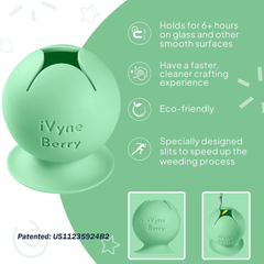 Colector de Restos de Vinilo marca iVyne Berry, con Soporte de Succión, para Herramientas de depilado de Vinil. Color Verde.