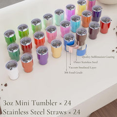 Mini vaso de acero inoxidable de 3 onzas con popote y tapa, para bodas, fiestas, whisky, cócteles, recuerdos de celebraciones, etc.