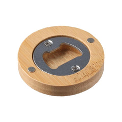Destapador de botellas, Abrebotellas de bambú magnético , Destapador con imán, forma redonda de madera de bambú.