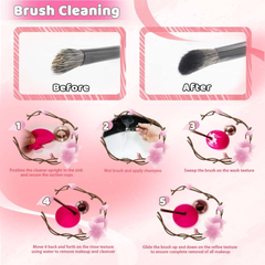 2 almohadillas limpiadoras de brochas de maquillaje de silicona, tapete de limpieza con succión (verde y rosa)