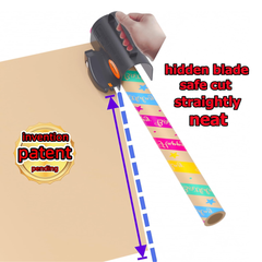 PERFYCUT Cortador de papel de regalo de rollo, con 3 juegos de cuchillas reemplazables, para papel de regalo de cumpleaños, cortador de rollo de papel de regalo y cortador de papel de regalo de Navidad.