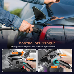 AIMILER Cargador Tesla de nivel 1/2 (WiFi APP/Plug-Play), máximo 32 A, cable de 25 pies certificado ETL, cargador eléctrico portátil para vehículos eléctricos Tesla modelos Y/X/3/S o conector Nacs EVs (enchufe Nema 14-50 de 240 V).