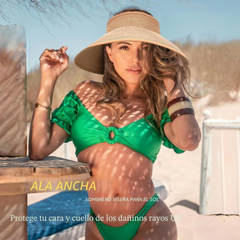 Sombrero con visera para el sol para mujer, sombrero ala ancha, plegable y flexible.