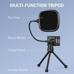 TONOR TC-777 Micrófono USB para Podcast y Streaming – Micrófono Condenser USB Marca Tonor Con Trípode y Filtro Pop Para Streaming, Podcasting, Grabación De Voz Para Laptop y Desktop.