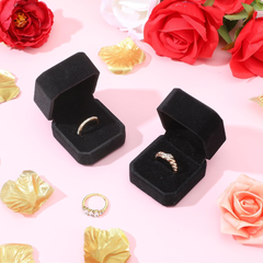 Estuche de terciopelo para anillo, caja de regalo de joyería clásica, estuche de almacenamiento para joyas de exhibición, soporte de almacenamiento para anillo de compromiso.