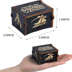 Caja de música de Star Wars - Caja de música vintage de madera grabada con manivela. Regalo ideal para cumpleaños, Navidad, San Valentín y Acción de Gracias. Melodía de Star Wars.