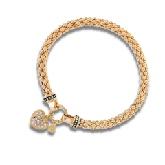 Pulsera elástica con dije de corazón y cristales dorados para mujer, marca NINE WEST. Brazalete para mujer de Nine West.
