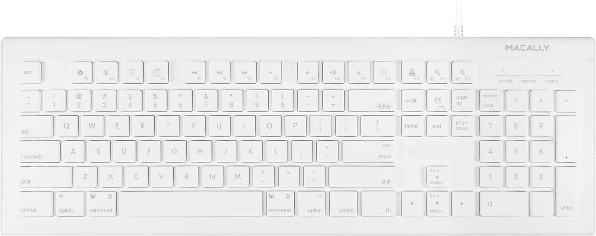 Macally - Teclado con cable USB (MKEYE) para MAC y PC – Blanco.