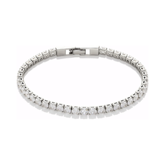 Pulsera para dama chapada en plata esterlina con circonita cúbica. Largo de 7.5 pulgadas.