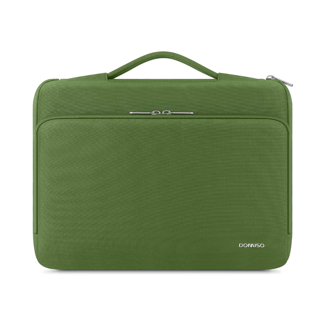 DOMISO Funda protectora 360 para laptop de 15.6 pulgadas con asa, funda de transporte para MacBook Air/Pro de 15.6 pulgadas, compatible con MacBook Air de 15 pulgadas M3 2024, color verde.