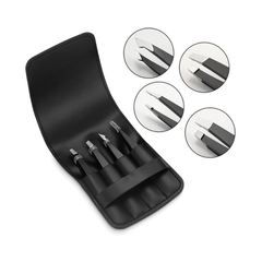 Juego de Pinzas Profesionales Pefei de Acero Inoxidable – Alta Precisión | Color Negro. Pinzas de Gran Precisión para Vello Facial, Cejas, Astillas y Eliminación de Vellos y mucho más.