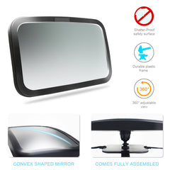 Shynerk – Espejo de Auto para bebé. Espejo de seguridad. Vista amplia y cristalina, inastillable y completamente ensamblado.