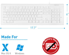 Macally - Teclado con cable USB (MKEYE) para MAC y PC – Blanco.