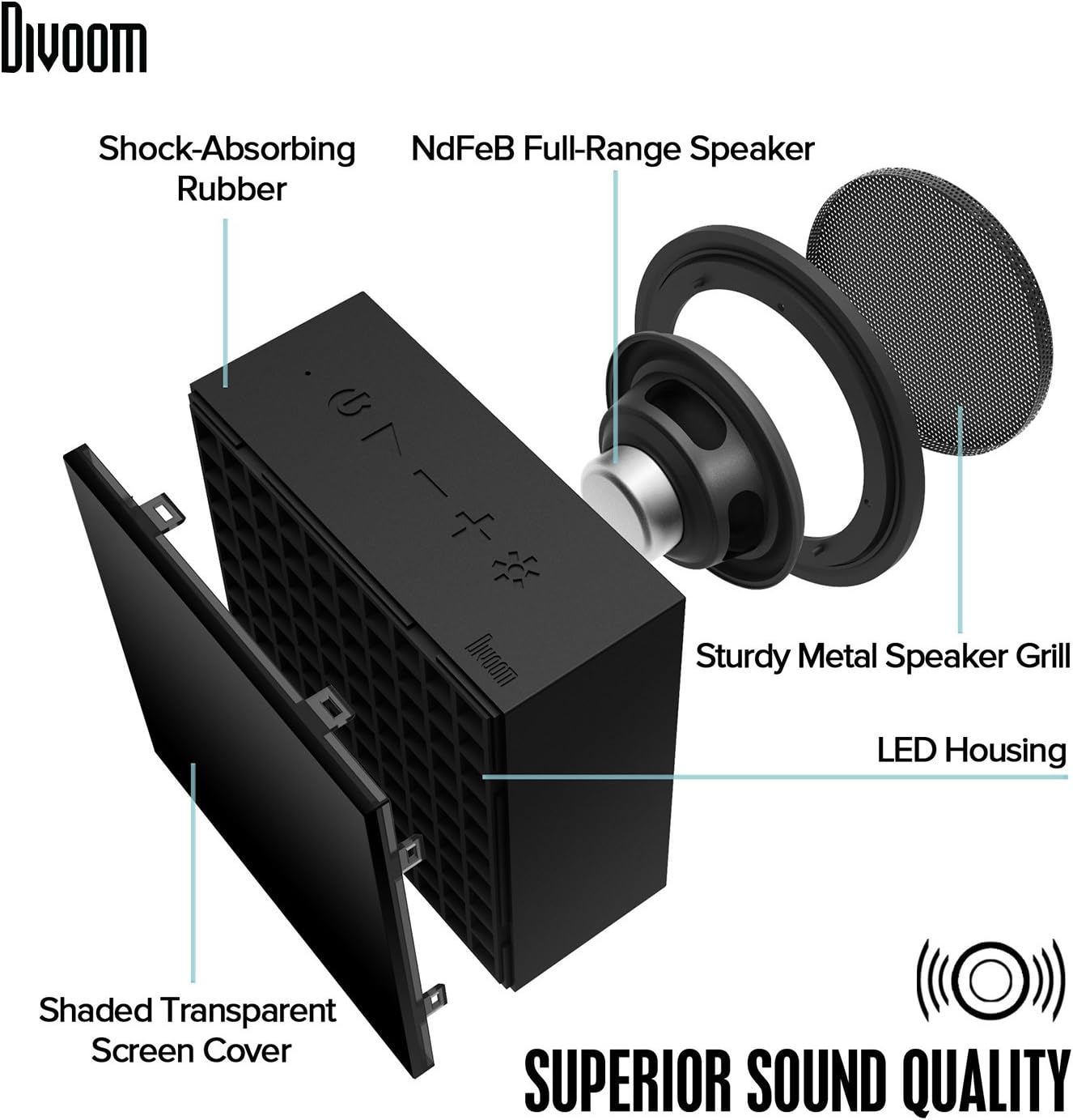 Divoom Aurabox parlante inteligente de LED 4.0, con conexión Bluetooth y control de la aplicación para crear dibujos con píxeles (USADO EN BUEN ESTADO)