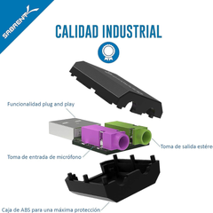 SABRENT | Adaptador USB a conector de 3,5 mm para auriculares con entrada de micrófono | Tarjeta de sonido USB estéreo 3D externa | Compatible con PS4, Windows y Mac [AU-MMSA]