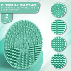 Almohadilla de Silicona Limpiadora para Brochas, marca MINTHE™  – Paquete de 2 Almohadilla para limpieza de brochas de maquillaje.