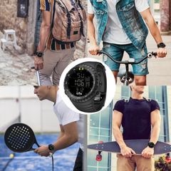 Reloj Digital Deportivo para Hombre marca PALADA – Estilo Militar, Resistente al Agua, con retroiluminación LED, color Negro.