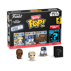 Funko Bitty Pop! Star Wars - Luke Skywalker (Hoth), R2-D2, Chewbacca y una figura sorpresa misteriosa - Coleccionable de 2,2 cm (0,9 pulgadas) - Incluye estante apilable - Idea de regalo - Adorno para pastel.