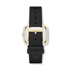 Reloj con correa para mujer marca Nine West. Con brazalete de piel sintética saffiano color negro.