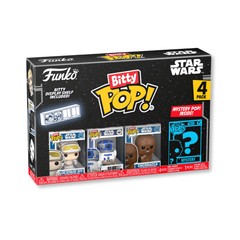 Funko Bitty Pop! Star Wars - Luke Skywalker (Hoth), R2-D2, Chewbacca y una figura sorpresa misteriosa - Coleccionable de 2,2 cm (0,9 pulgadas) - Incluye estante apilable - Idea de regalo - Adorno para pastel.