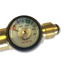 Inflador con manómetro Western Enterprises 312-R125G. Válvula con regulador para cilindro de gas helio. Marca Western.