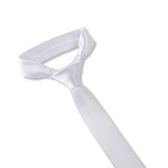 Skinny Tie para Hombres y Mujeres de 2" (5 cm) de ancho. Corbata delgada, color blanco sólido. Corbata para Look Formal.