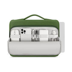 DOMISO Funda protectora 360 para laptop de 15.6 pulgadas con asa, funda de transporte para MacBook Air/Pro de 15.6 pulgadas, compatible con MacBook Air de 15 pulgadas M3 2024, color verde.