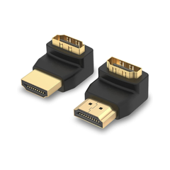 Adaptador HDMI chapado en oro de 90° a 270° - Paquete de 2, ángulo recto, vertical, forma de L, compatible con 4K@120Hz, de Macho a Hembra. Soporta 3D&4K.
