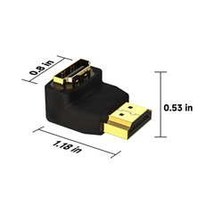 Adaptador HDMI chapado en oro de 90° a 270° - Paquete de 2, ángulo recto, vertical, forma de L, compatible con 4K@120Hz, de Macho a Hembra. Soporta 3D&4K.
