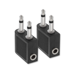 Set de 2 Adaptadores Jack de avión de audio dual de 0.138 in macho a 0.138 in hembra, adaptador de audio estéreo para auriculares (de vuelo, de avión, de aerolínea)