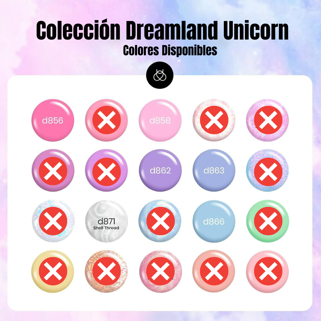 Esmaltes de uñas en gel marca Beetles, Colección Dreamland Unicorn, variedad de colores en tonos pastel: color rosa, morado, perla, azul pastel, brillante, verde camaleón, y más. Presentación bote de 5 ml. (0.17 onzas cada botella) UV LED.