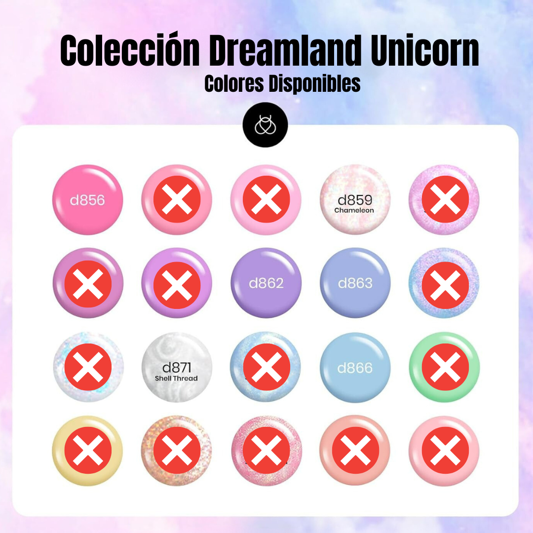 Esmaltes de uñas en gel marca Beetles, Colección Dreamland Unicorn, variedad de colores en tonos pastel: color rosa, morado, perla, azul pastel, brillante, verde camaleón, y más. Presentación bote de 5 ml. (0.17 onzas cada botella) UV LED.