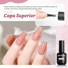 Set de Base coat + Top coat + Top coat mate para esmaltes de uñas en gel, marca JODSONE.Para esmaltes UV Led para una manicura en casa. Botes presentación de 5ml. cada uno.