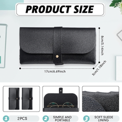 Paquete de 2 fundas para lentes, estuche suave para lentes de sol, bolsa portátil de piel sintética para mujeres y hombres. Estuche para gafas.